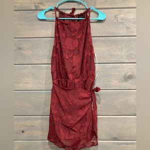Women’s Lulus Wine Red Burnout Chiffon Skort Romper